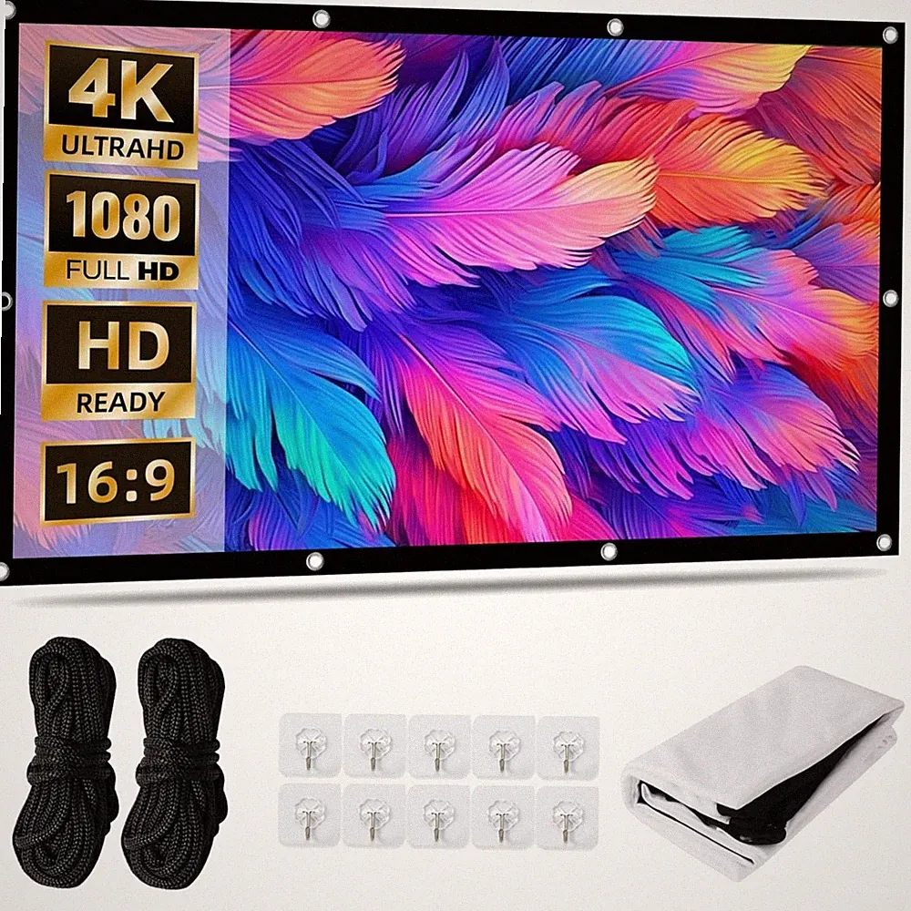 Beamer Leinwand 100 Zoll 4K HD Tragbar Innen Außen Faltbar