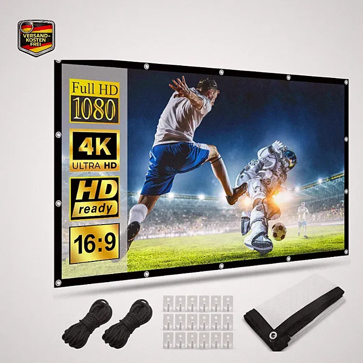 Beamer Leinwand 100 Zoll Doppelseitig Faltbar AntiLicht 1