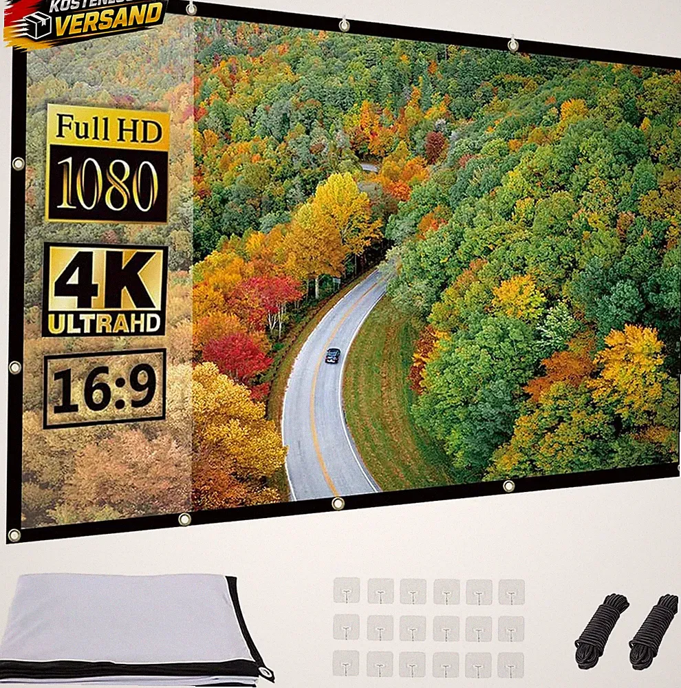 Beamer Leinwand 100 Zoll faltbar HD Projektionsschirm für Zuhause und Schule