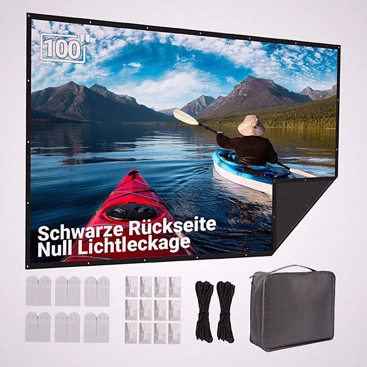 Beamer Leinwand 100 Zoll Faltbar Polyester Tragbare Projektionswand Schwarz