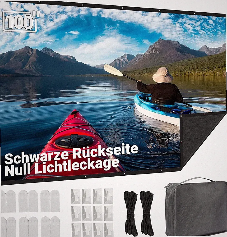 Beamer Leinwand 100 Zoll Faltbar Waschbar Schwarz Polyester Heimkino Outdoor