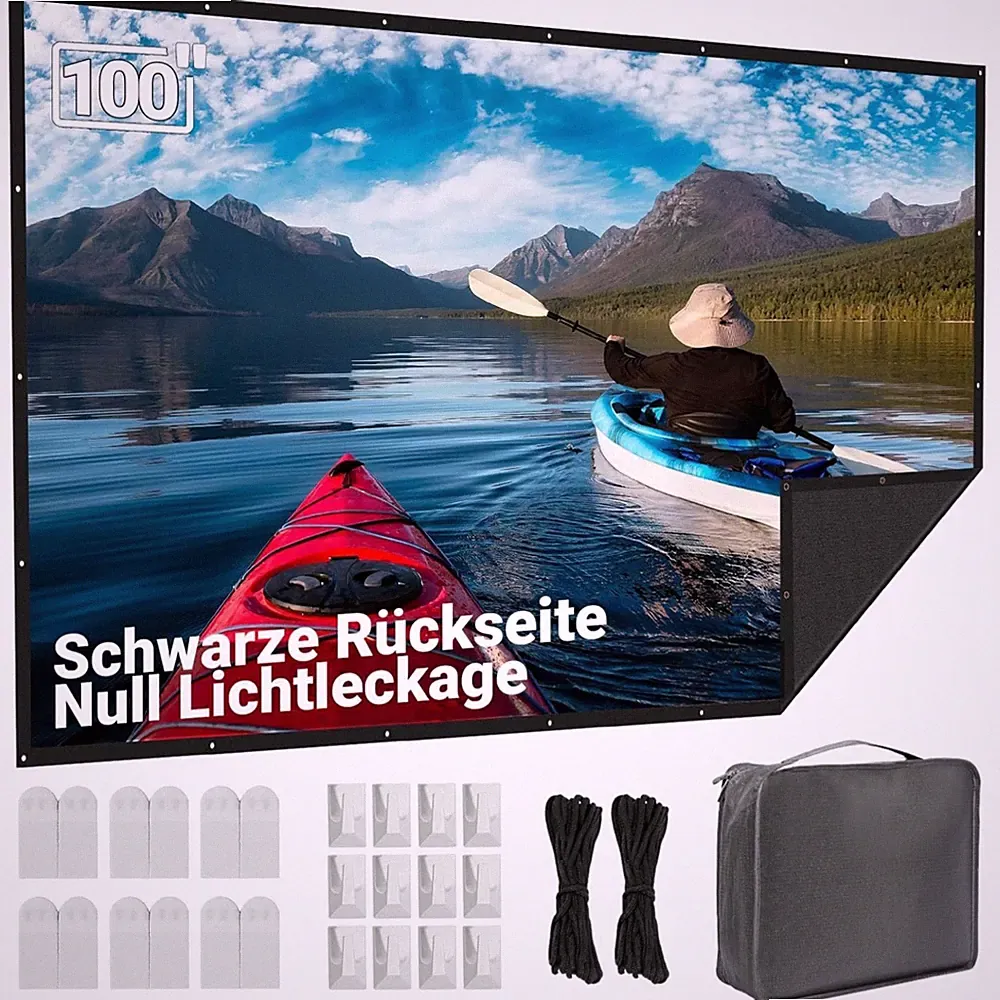 Beamer Leinwand 100 Zoll Outdoor Indoor faltbar Projektionswand schwarz