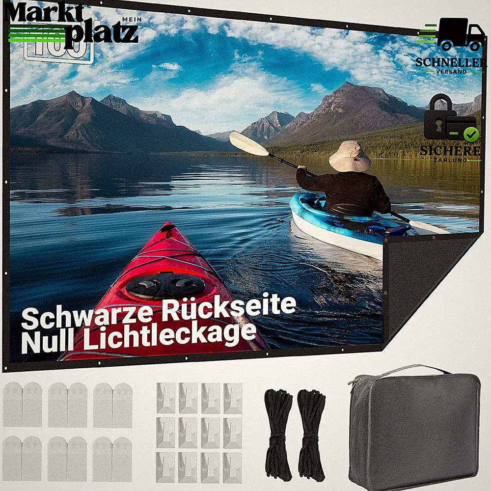 Beamer Leinwand 100 Zoll Schwarze Rückseite Knitterarm Tragetasche Heimkino