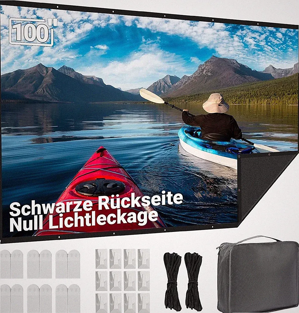 Beamer Leinwand 100 Zoll, Schwarze Rückseite, Projektionsleinwand | Kontrastv...