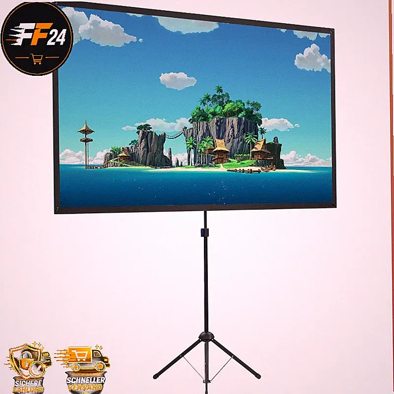 Beamer Leinwand 100 Zoll Stativ Tragbar 16:9 4K HD Ideal für Heimkino Außen