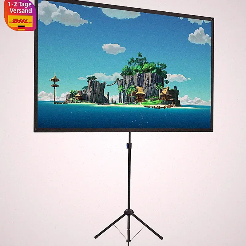 Beamer Leinwand 100 Zoll Stativ Tragbar 16:9 4K HD Leicht Kompakt für Heimkino