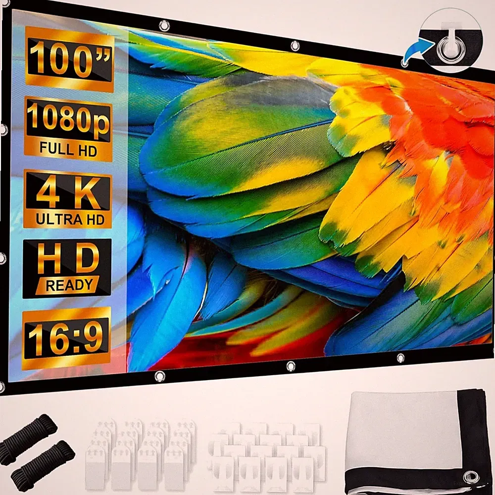 Beamer Leinwand 100 Zoll Tragbar HD Outdoor Indoor Faltbar Polyester