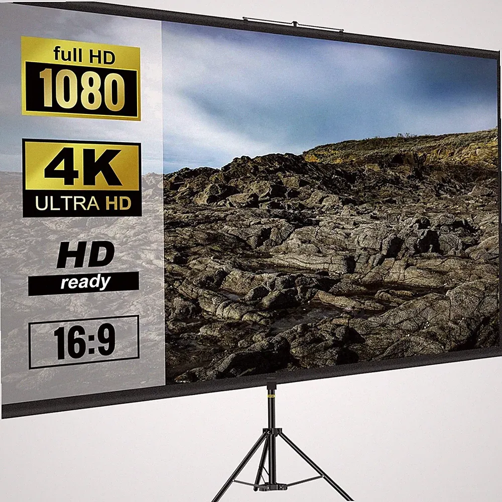 Beamer Leinwand 110 Zoll 16:9 4K HD Projektionswand Stativ Heimkino