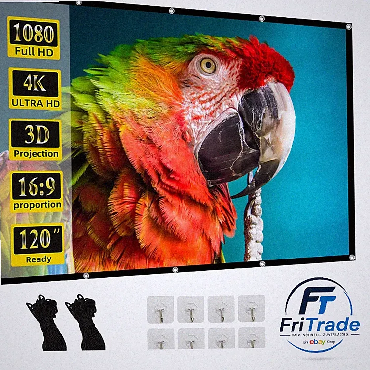 Beamer Leinwand 120 Zoll 16:9 Faltbar Anti Falten Projektion