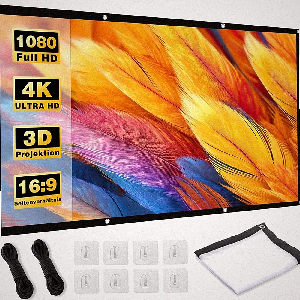Beamer Leinwand 120 Zoll 4K HD Tragbar Outdoor Heimkino Projektionsleinwand