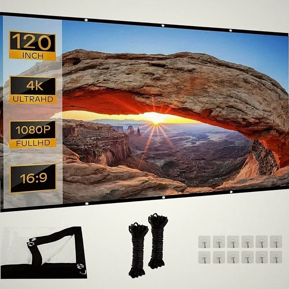 Beamer Leinwand 120 Zoll faltbar Projektionsleinwand Heimkino Garten Camping
