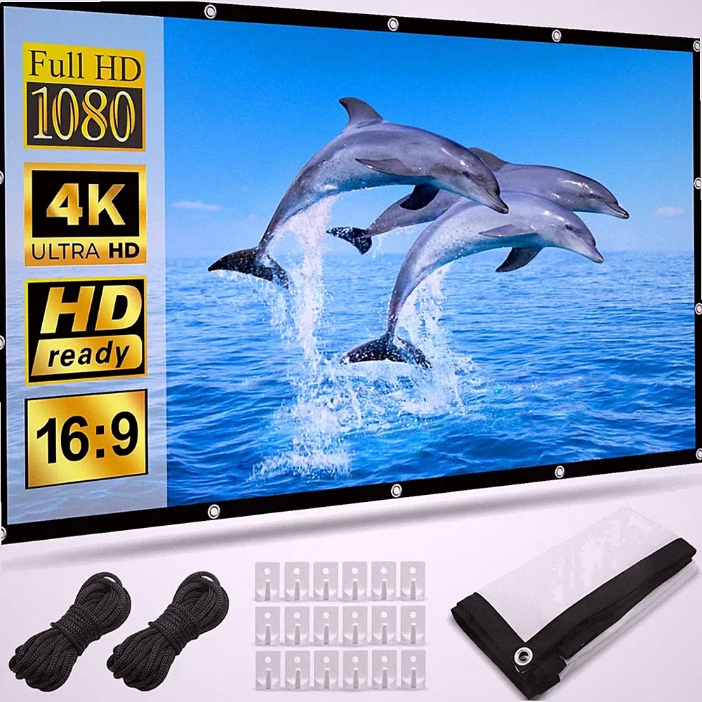 Beamer Leinwand 120 Zoll faltbar Wandmontage HD 4K Projektionsschirm