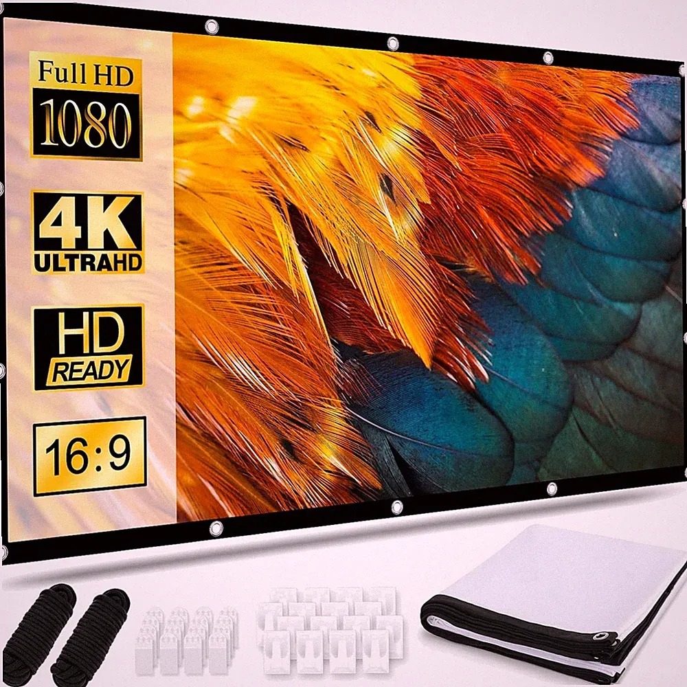 Beamer Leinwand 120 Zoll HD 16:9 faltbar Projektionsleinwand für Zuhause Garten