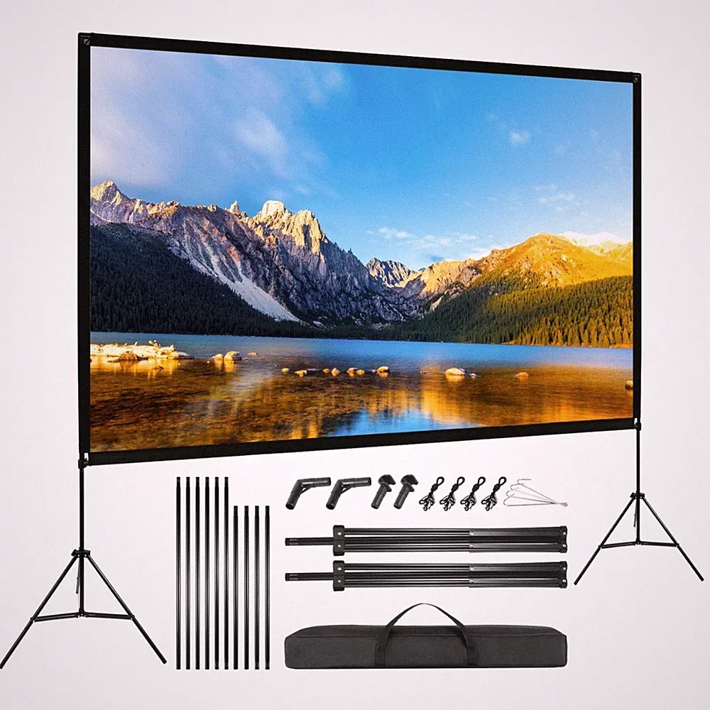 Beamer Leinwand 120 Zoll HD 4K 16:9 Projektionswand Tragbar Stativ Heimkino