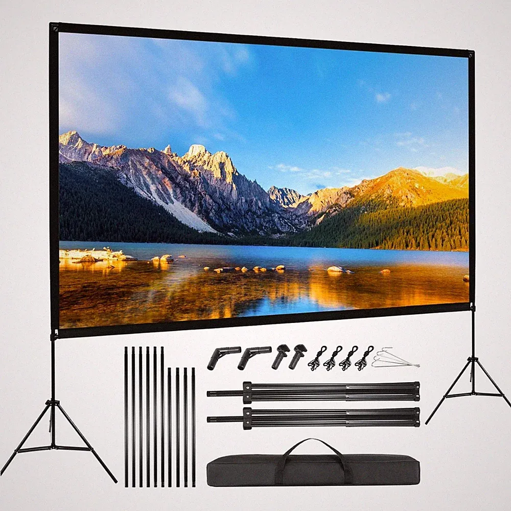 Beamer Leinwand 120 Zoll HD 4K 16:9 Tragbar Projektionswand mit Stativ