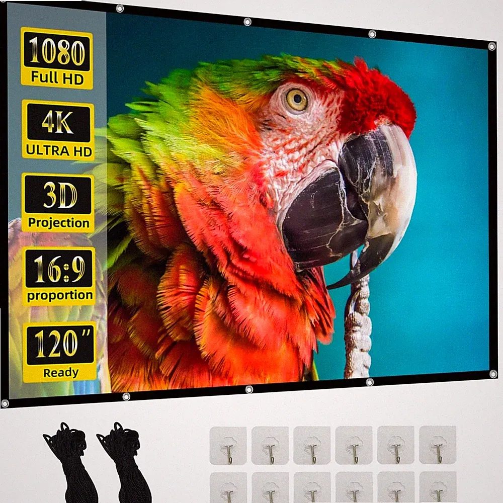 Beamer Leinwand 120 Zoll, HD, faltbar, Outdoor, doppelseitige Projektion, 16:9