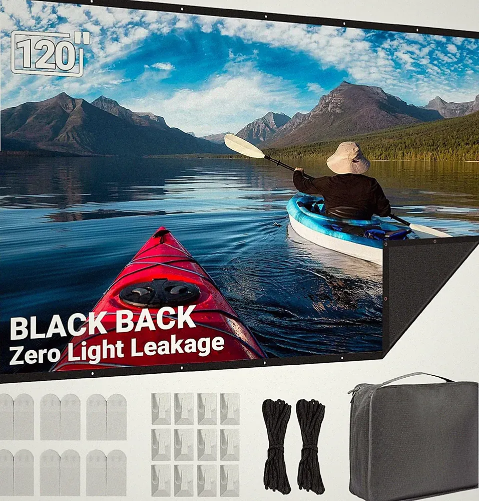 Beamer Leinwand 120 Zoll Outdoor: LEORFI Schwarzer Hintergrund, mit Tragetasche