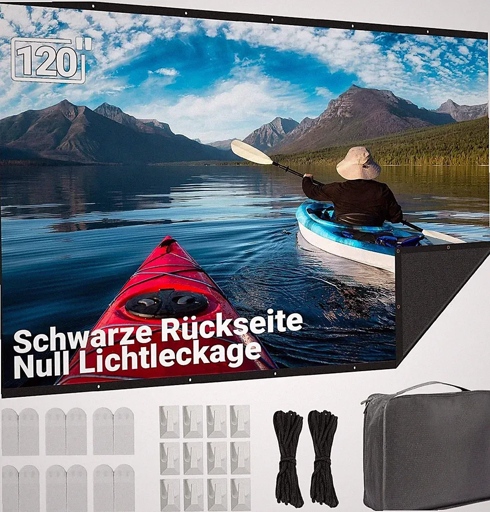 Beamer Leinwand 120 Zoll Outdoor Schwarz Verbessert - Tragbare Projektionswan...