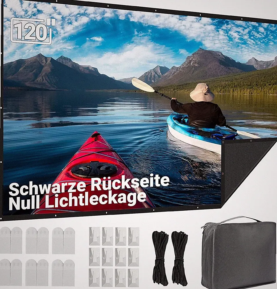 Beamer Leinwand 120 Zoll Outdoor Schwarz Verbessert - Undurchsichtig - Faltba...