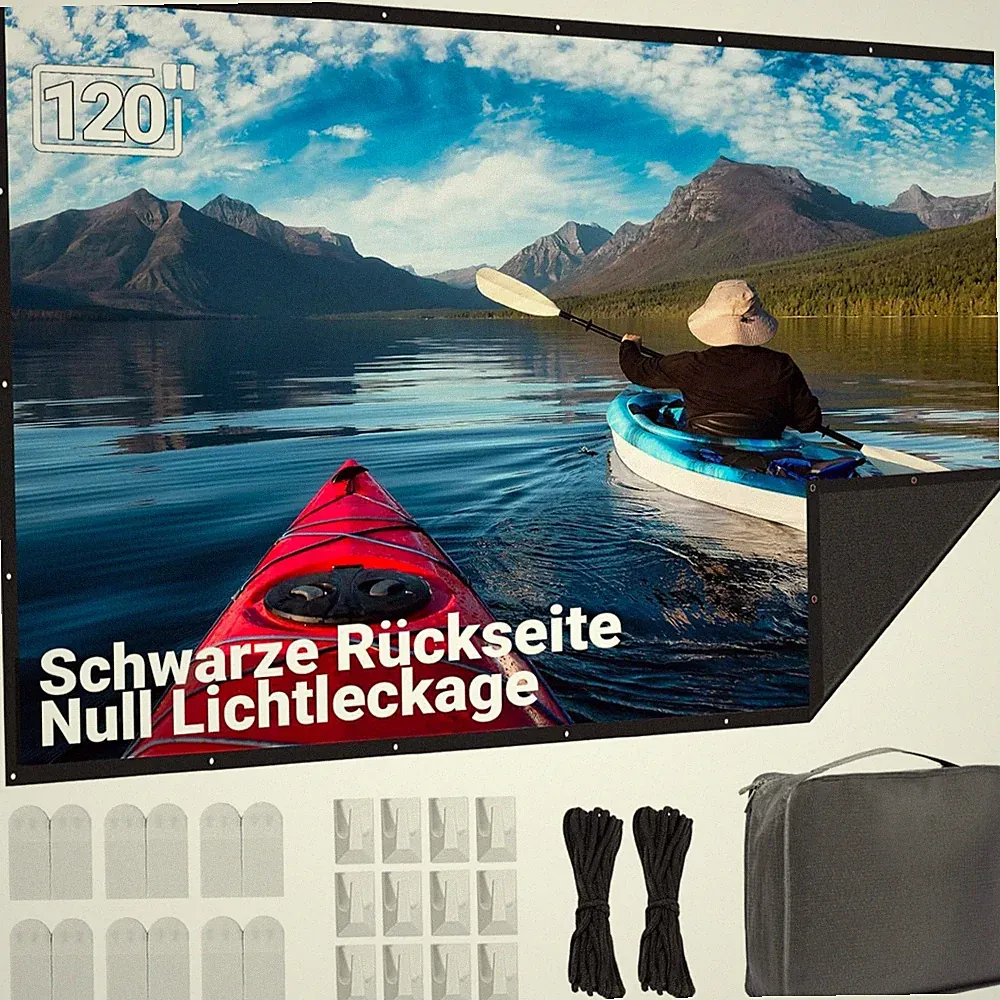 Beamer Leinwand 120 Zoll Outdoor undurchsichtig faltbar tragbar mit Tragetasche