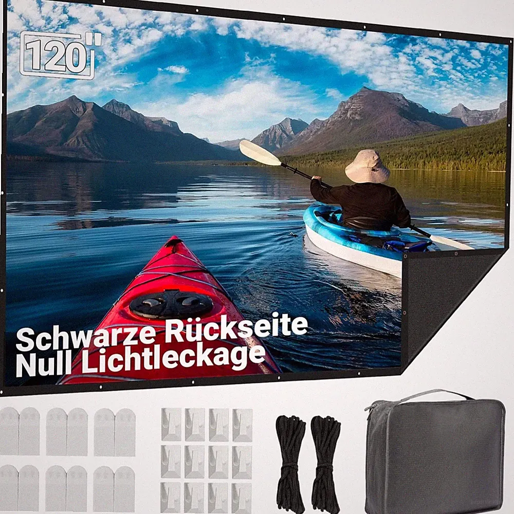 Beamer Leinwand 120 Zoll Projektionswand Faltbar schwarz Heimkino outdoor