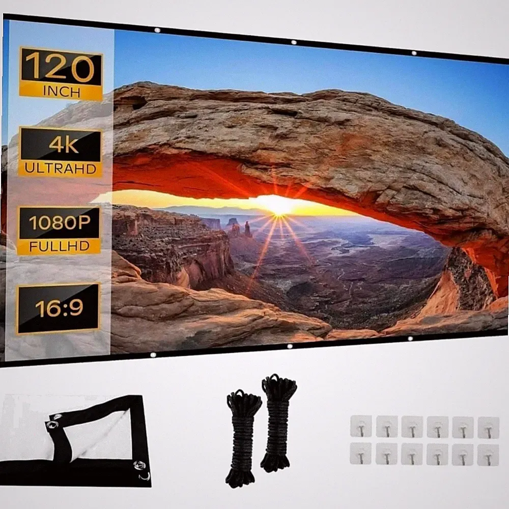 Beamer Leinwand 120 Zoll Projektionswand faltbar Wanddecke Heimkino