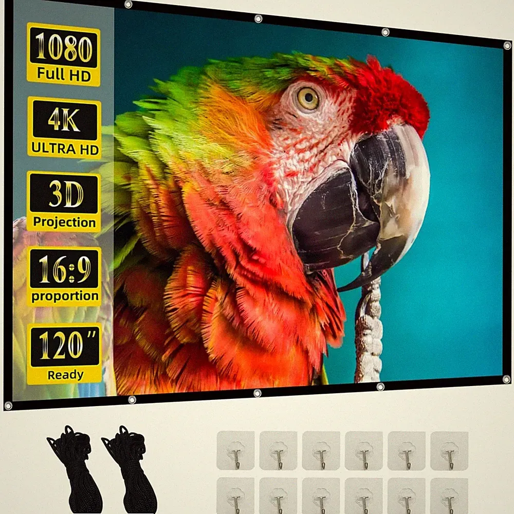 Beamer Leinwand 120 Zoll Projektor Bildschirm tragbar faltbar HD Heimkino