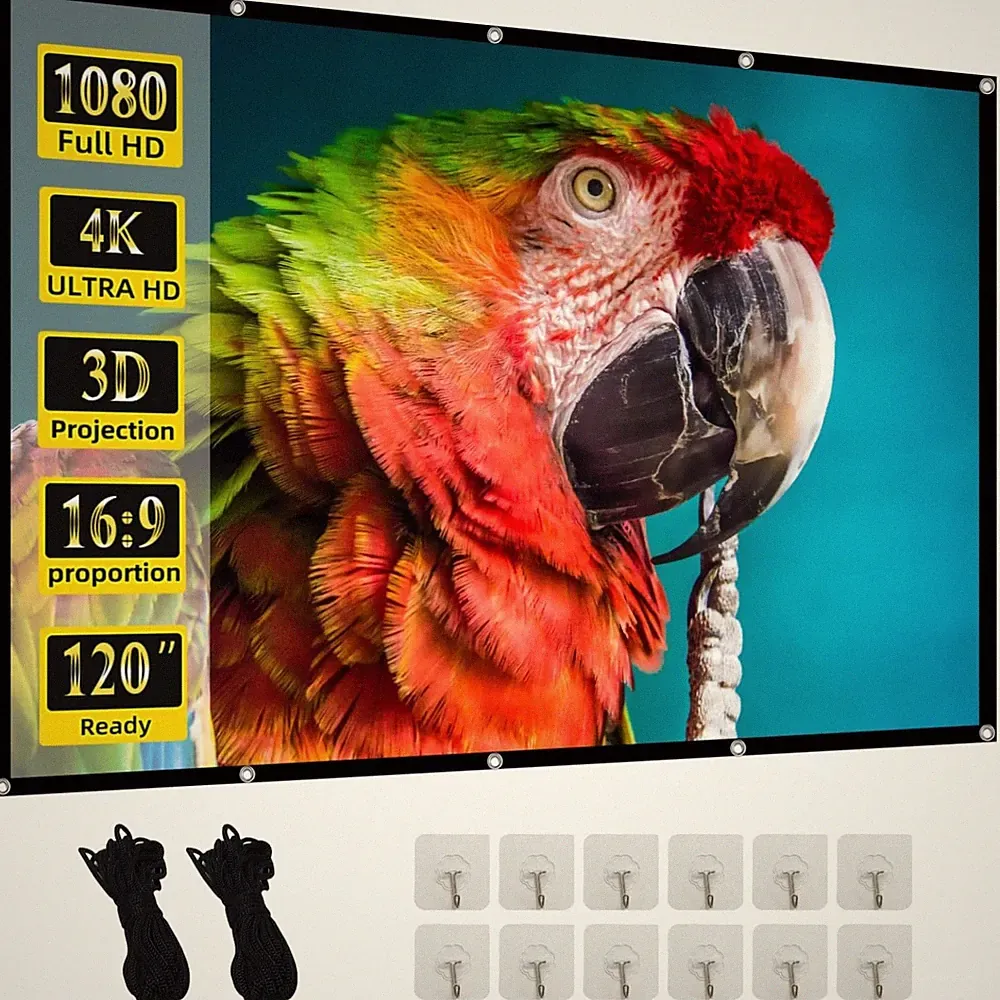Beamer Leinwand 120 Zoll Projektor Wandmontage tragbar faltbar Heimkino
