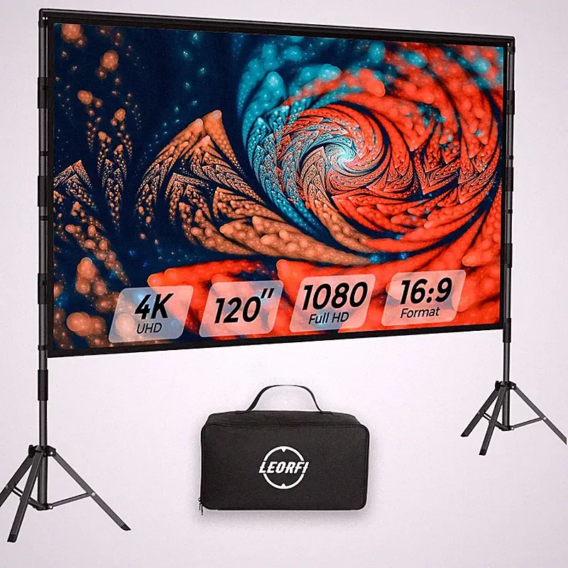Beamer Leinwand 120 Zoll Tragbar Stativ 16:9 4K HD für Outdoor Indoor Nutzung