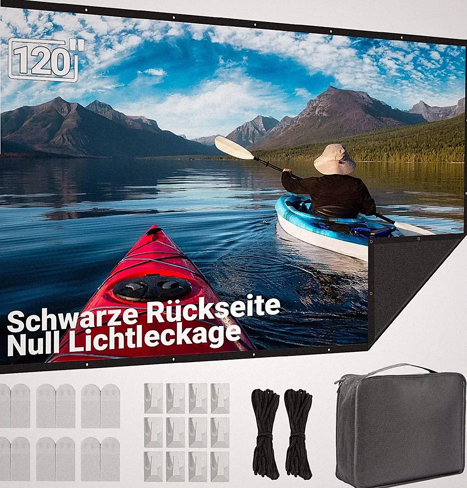 Beamer Leinwand 120 Zoll Tragbare Faltbare Schwarz Undurchsichtig für Heimkino