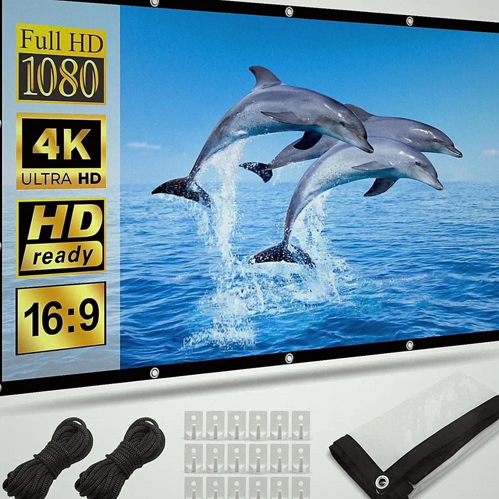 Beamer Leinwand 120 Zoll Wandmontage Faltbar Hochauflösend 4K Heimkino
