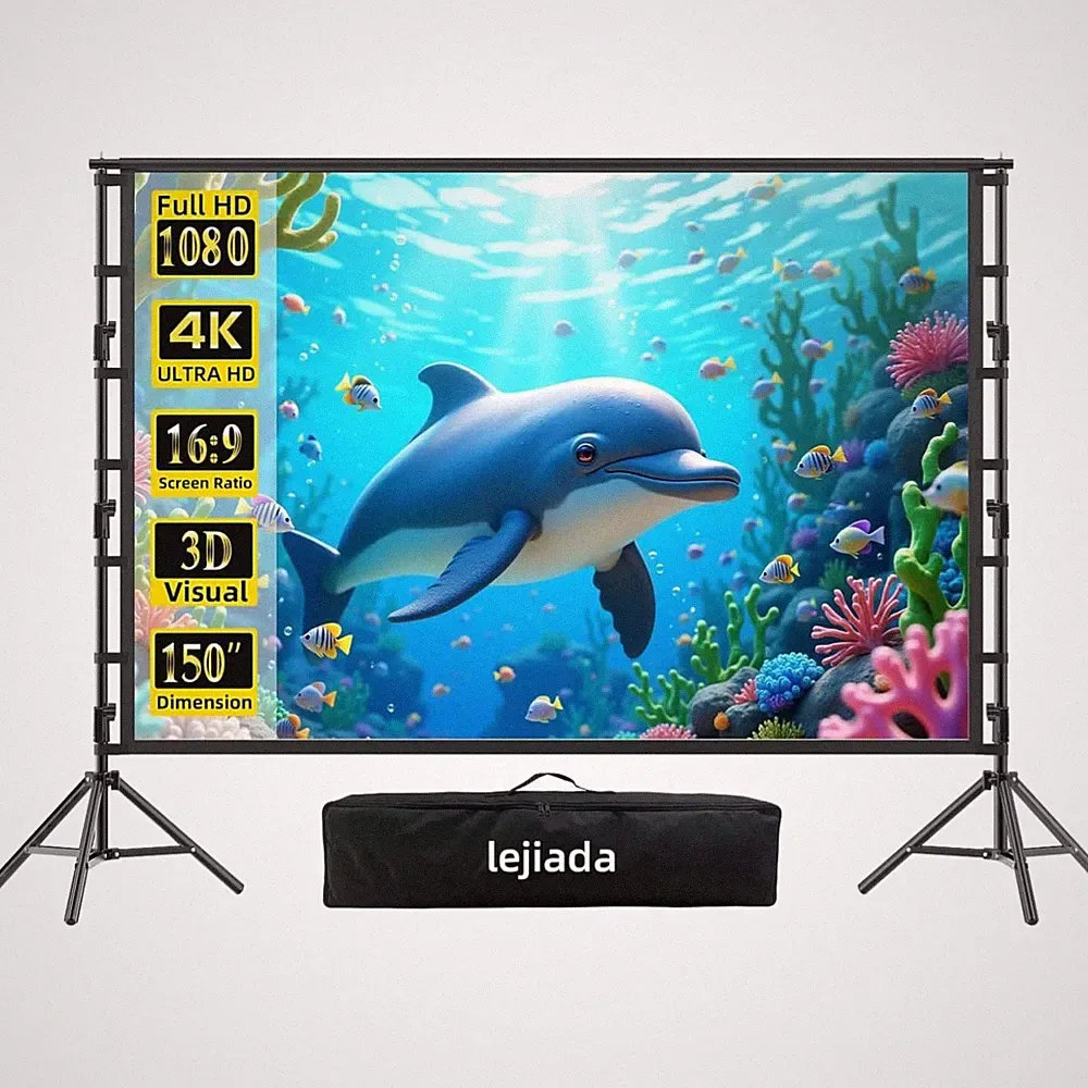 Beamer Leinwand 150 Zoll 16:9 Projektionsschirm tragbar Outdoor Indoor