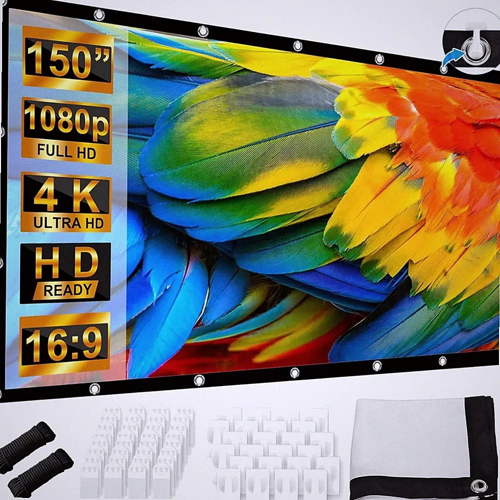 Beamer Leinwand 150 Zoll Projektionswand HD Outdoor Heimkino Tragbar