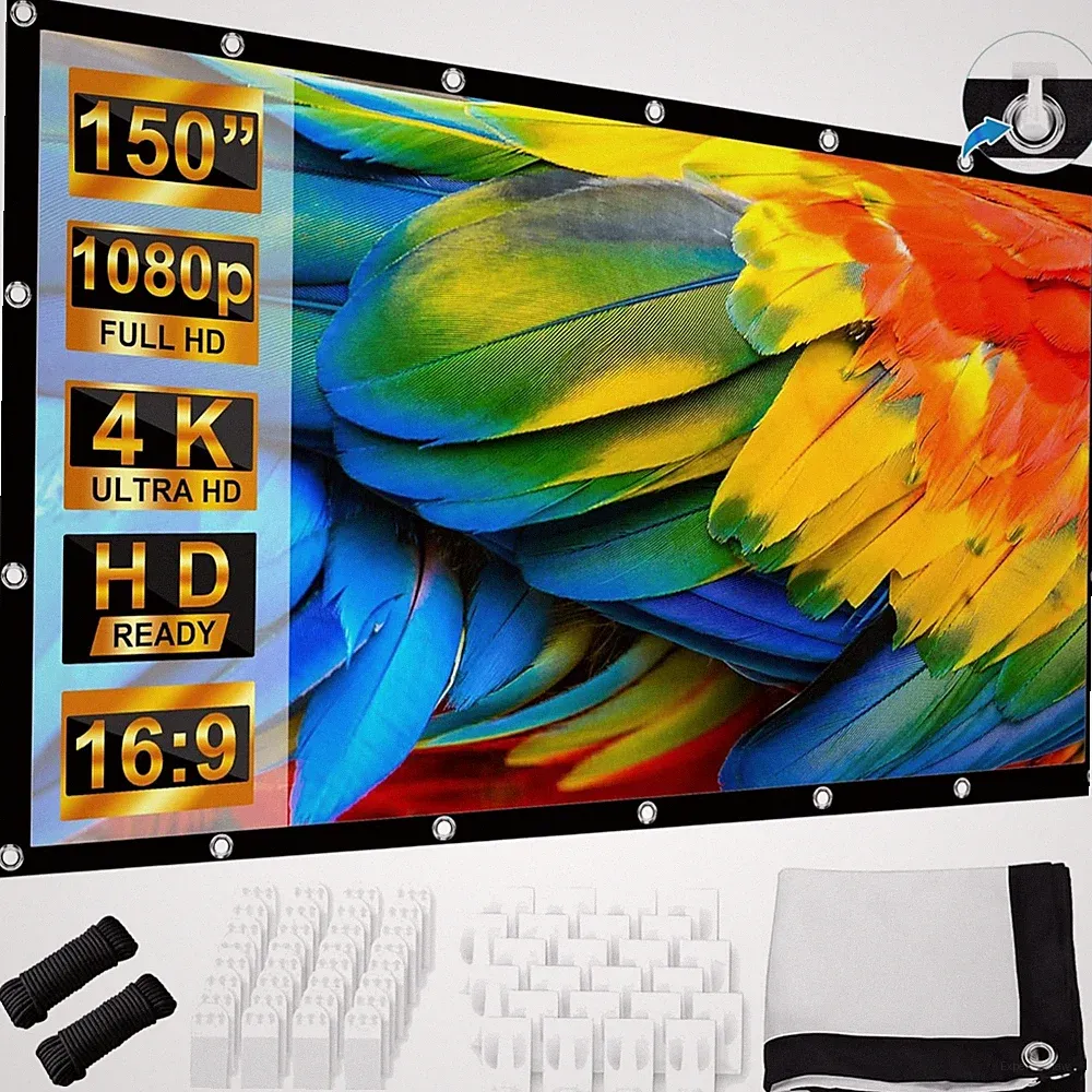 Beamer Leinwand 150 Zoll Projektionswand Outdoor Heimkino Camping faltbar HD