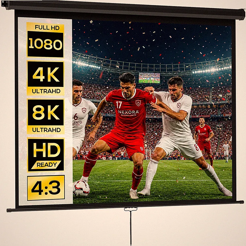 Beamer Leinwand 171 x 128 cm 84 Zoll 4:3 HD 4K Projektionsleinwand Rollo Schwarz