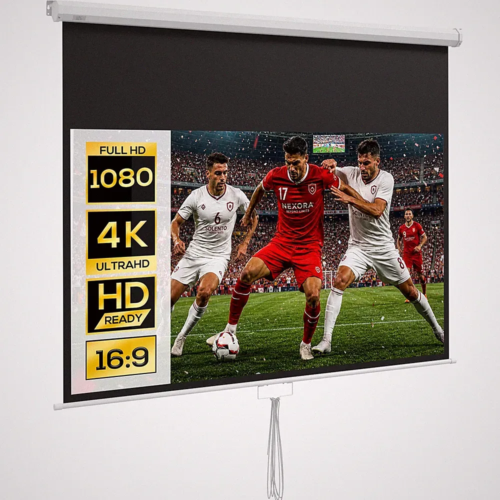 Beamer-Leinwand 172 x 96 cm Manuell Projektionsleinwand für 4K, HD Weiß