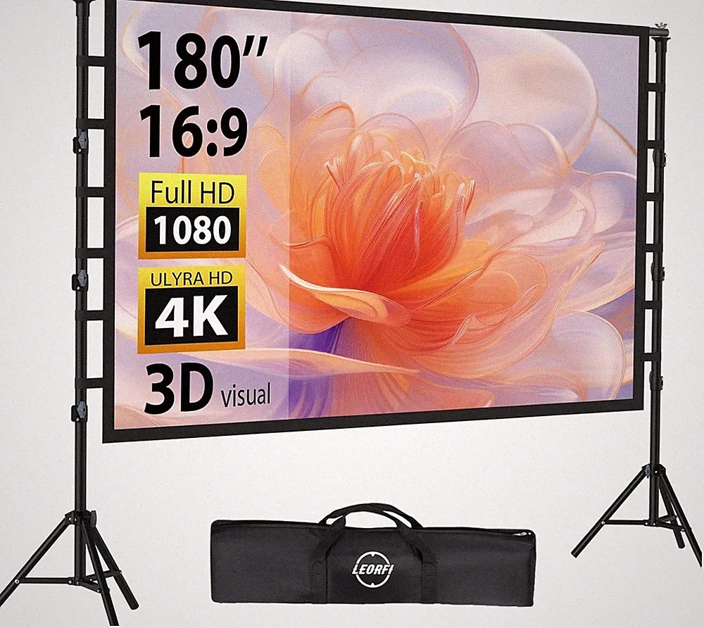 Beamer Leinwand 180 Zoll Stativ Höhenverstellbar Tragbar HD 1