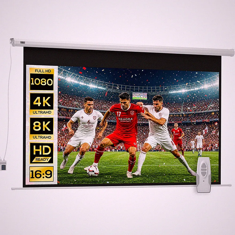 Beamer Leinwand 221 x 125 cm 100 Zoll 16:9 HD 4K Elektrische Projektionsleinwand