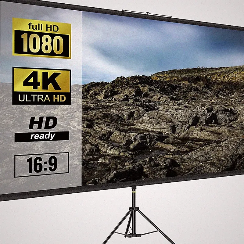 Beamer Leinwand 4K HD Stativleinwand 200x113cm Höhenverstellbar Heimkino