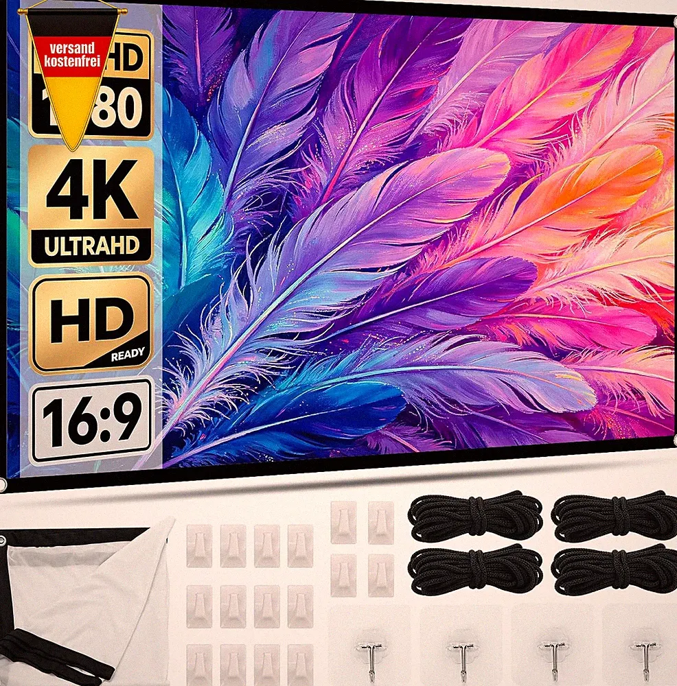 Beamer Leinwand 60 Zoll 4K HD tragbar faltbar outdoor für Heimkino Büro Camping