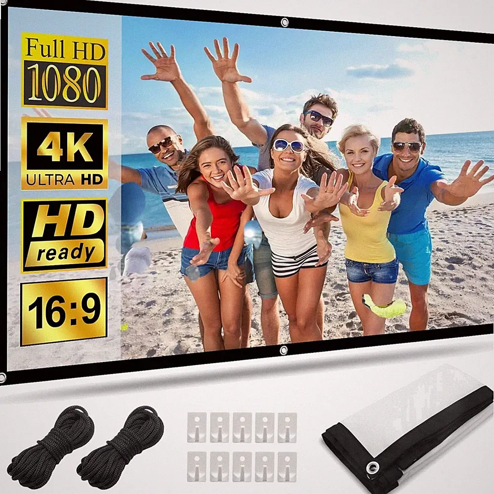 Beamer Leinwand 60 Zoll faltbar HD 4K, doppelseitig, tragbar, Wandmontage, Pr...