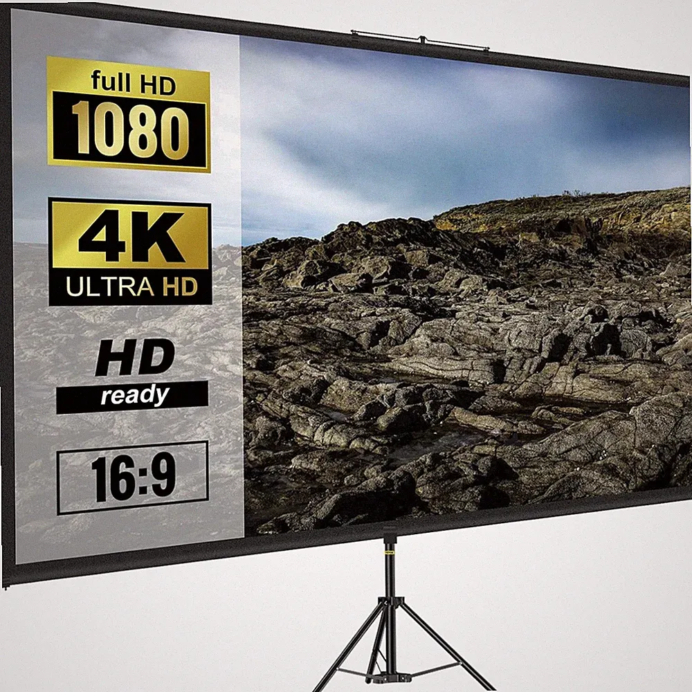 Beamer Leinwand 70 Zoll, tragbar, höhenverstellbar, 4K, HD, Projektionsfläche