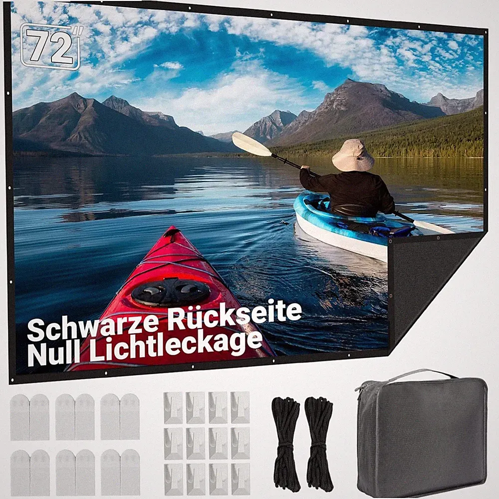 Beamer Leinwand 72 Zoll Outdoor Indoor faltbar Projektionswand schwarz