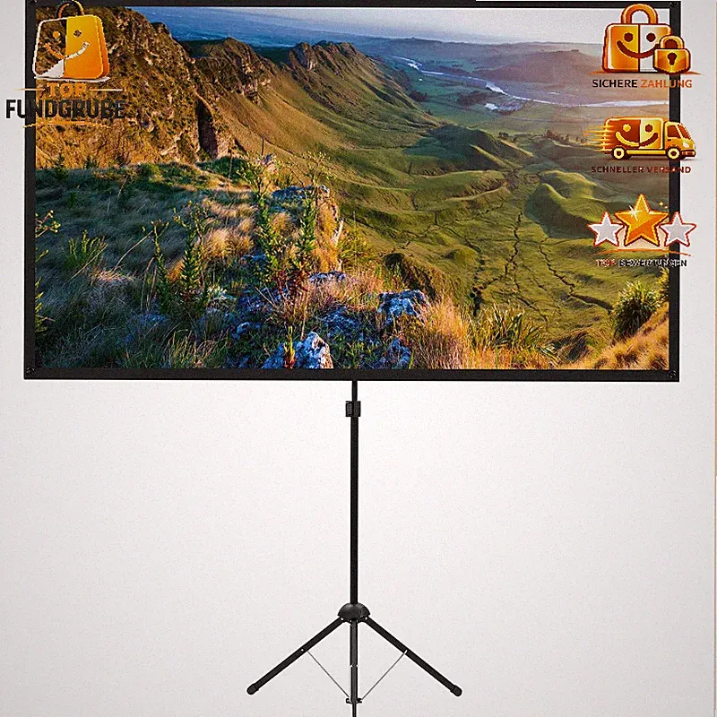Beamer Leinwand 80 Zoll Stativ Tragbar 16:9 4K HD Leicht Kompakt für Heimkino