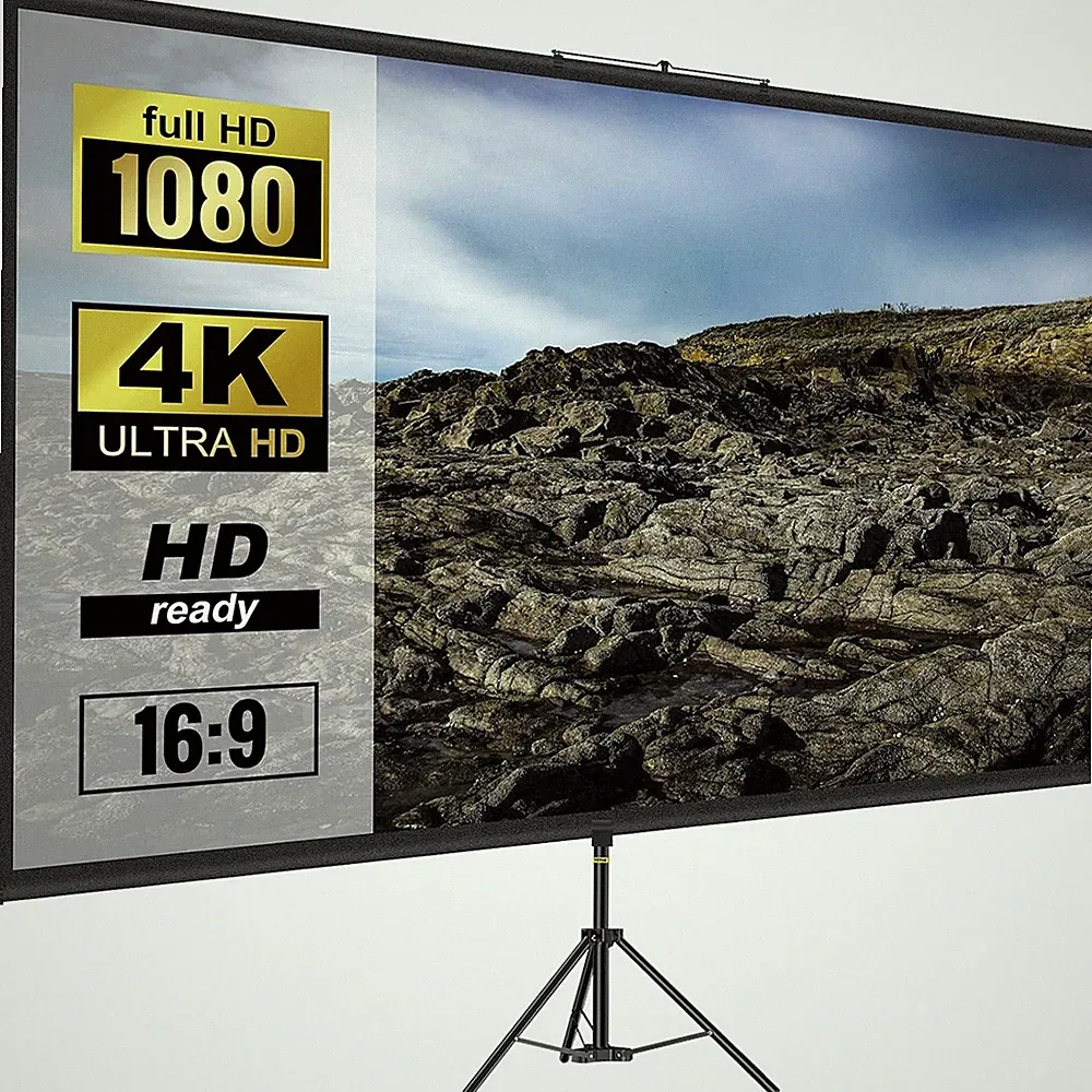 Beamer Leinwand 90 Zoll 4K HDTV Stativ Projektionsfläche Heimkino