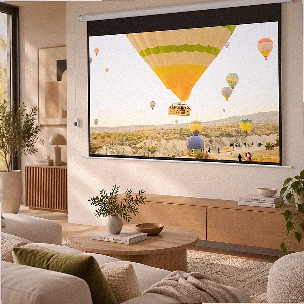 Beamer-Leinwand Filmwand Beamerwand 120 Zoll 16:9 Motor Fernbedienung Heimkino