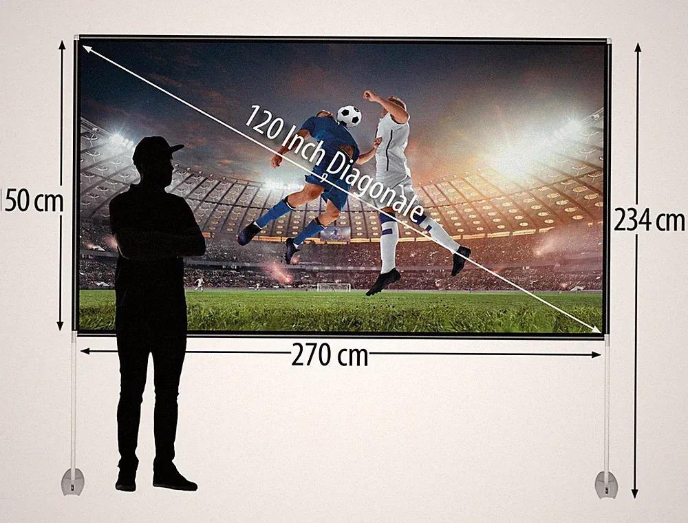 Beamer Leinwand mit Ständer 16:9 Full HD 120 Zoll Heimkino Projektionsleindwand