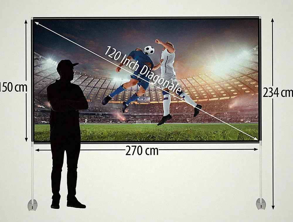 Beamer Leinwand mit Ständer 16:9 Full HD 120 Zoll Heimkino Projektionsleindwand
