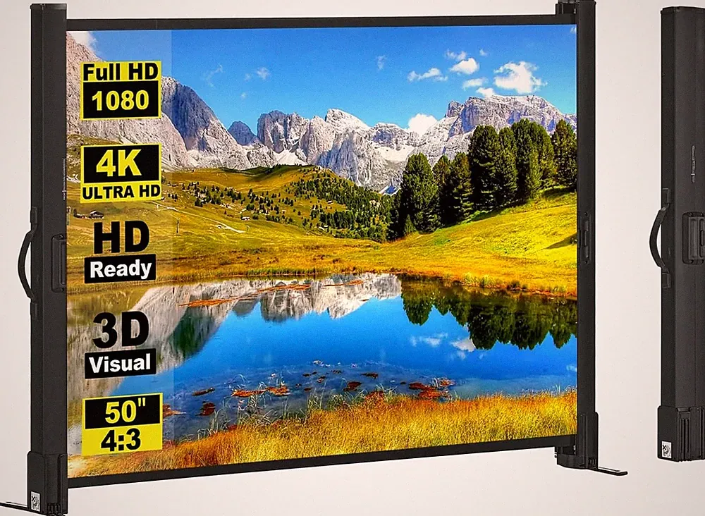 Beamer Leinwand mit Ständer, 50 Zoll 4:3, Tragbar Projektor Leinwand, Einfach