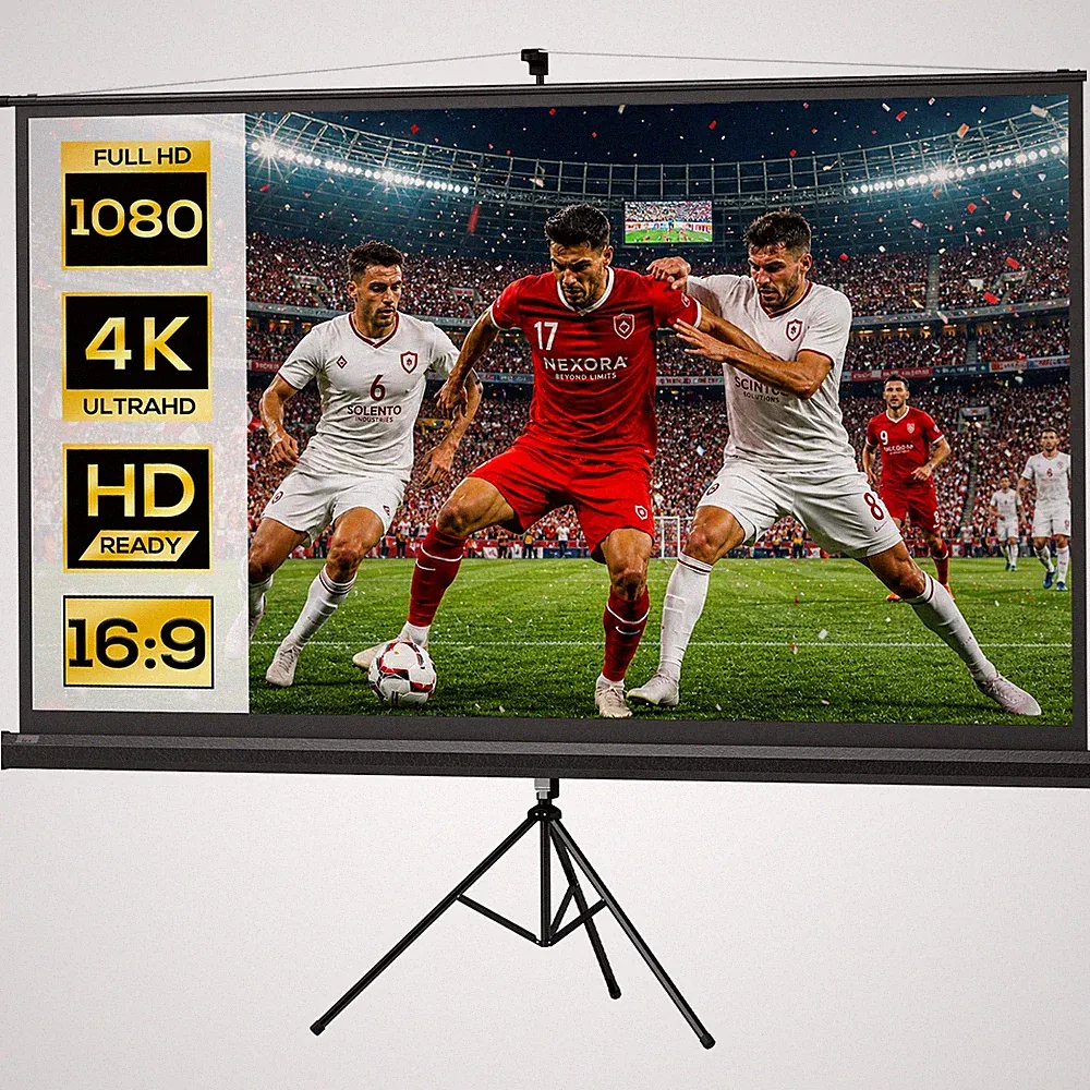Beamer Leinwand mit Stativ 221 x 124 cm 100 Zoll 16:9 HD 4K Projektionsleinwand
